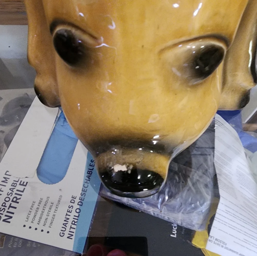 Vintage Ceramic Dog Treat Jar with Yellow Lid